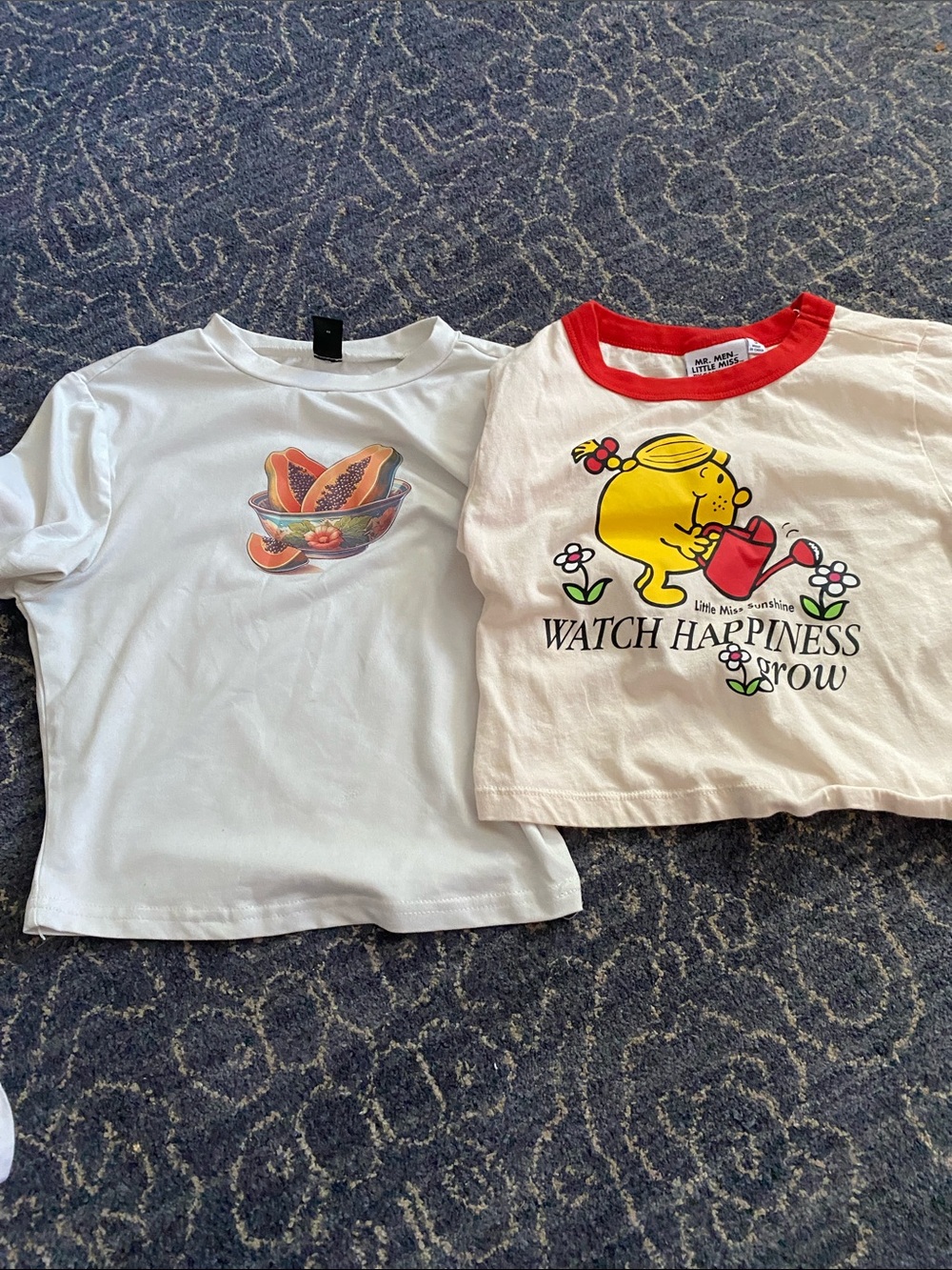 Little Miss White & Red 'Watch Happiness Grow' Graphic Tee and Fruit T Size S